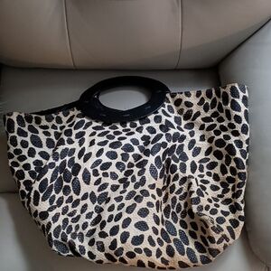 Cream and Black Animal Print Tote Bag